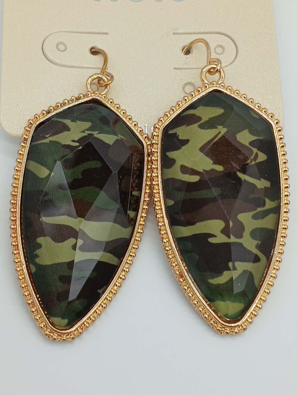 Gold-Tone Camouflage Dangle Earrings